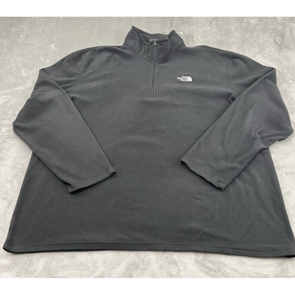 The North Face Sweater Men 2XL Black 1/4 Zip Fleece Long Sleeve Pullover Hike